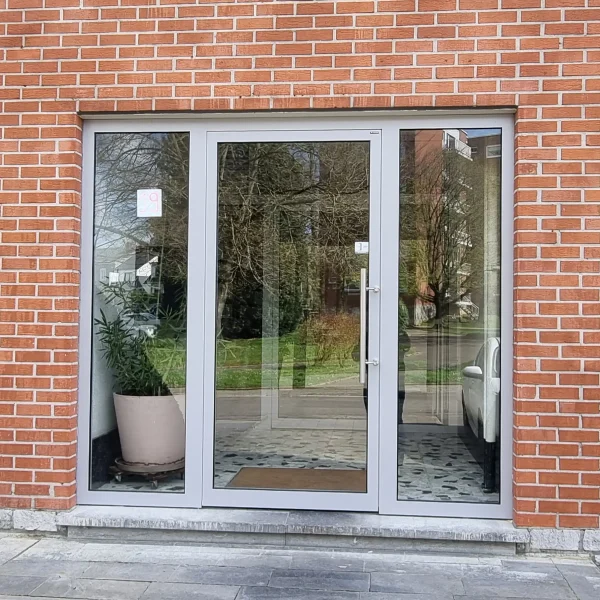 Porte d'entrée vitrée sécurisée avec poignée verticale en inox – Vista Security