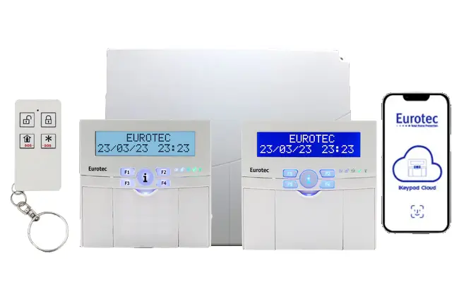 Pack alarme Eurotec avec centrale, claviers, télécommande et application mobile